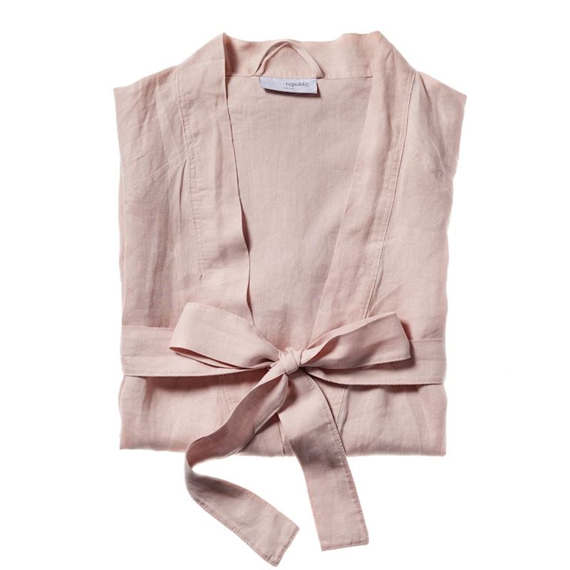 Vintage Washed Nude Pink Linen Robe