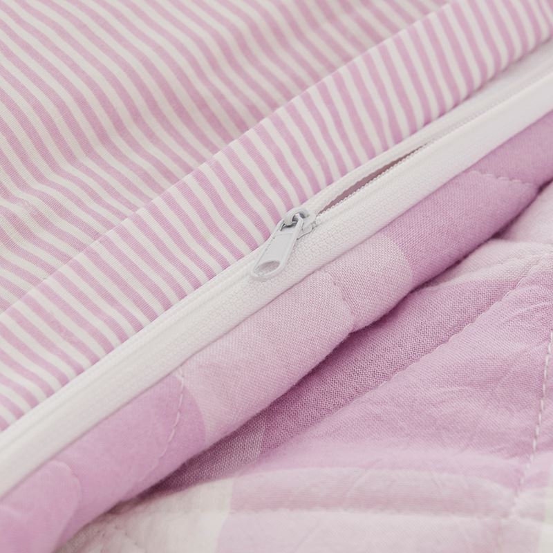 Mickey Gingham Lilac Quilted Cot Quilt Cover Set