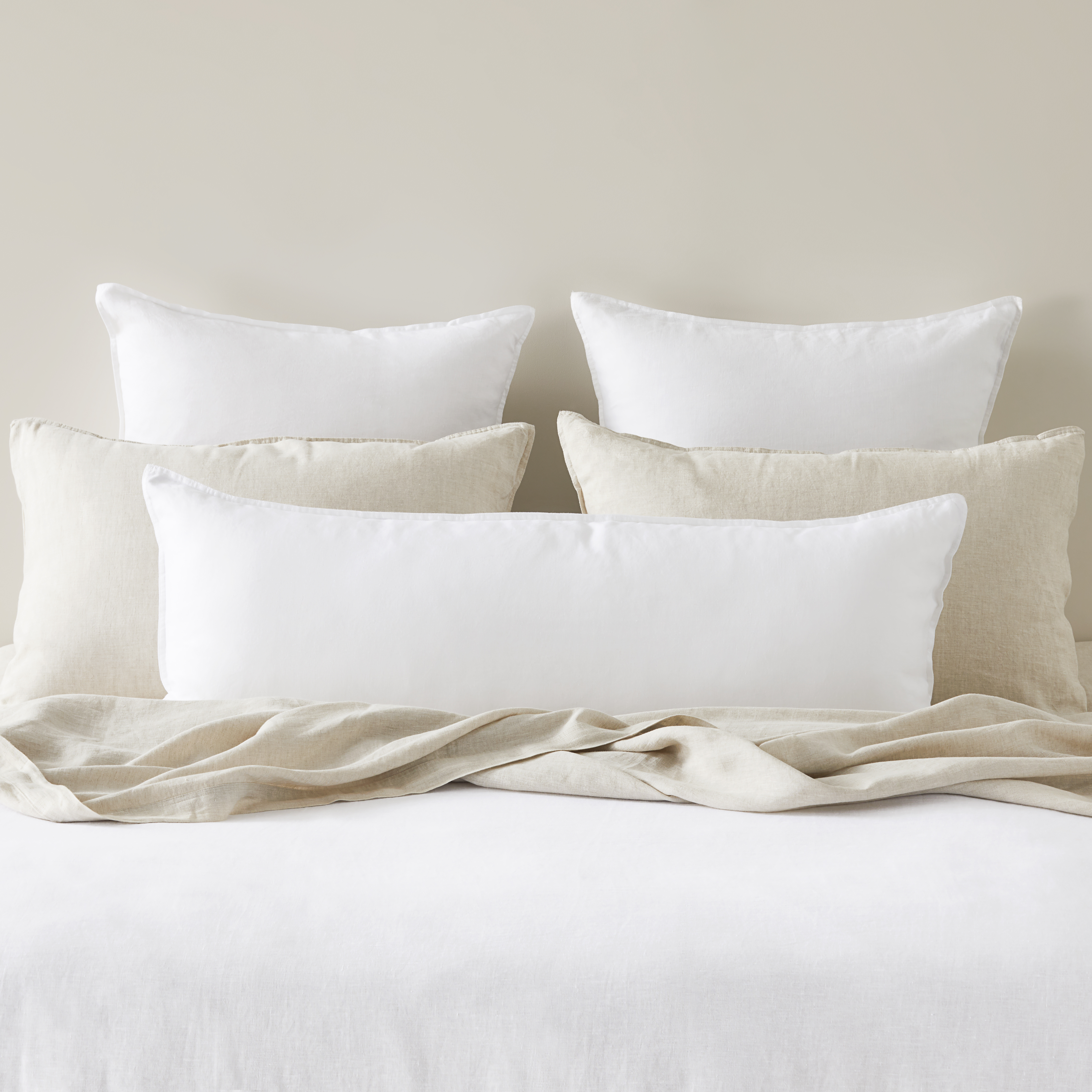 Vintage Washed Linen White Bolster Pillowcase