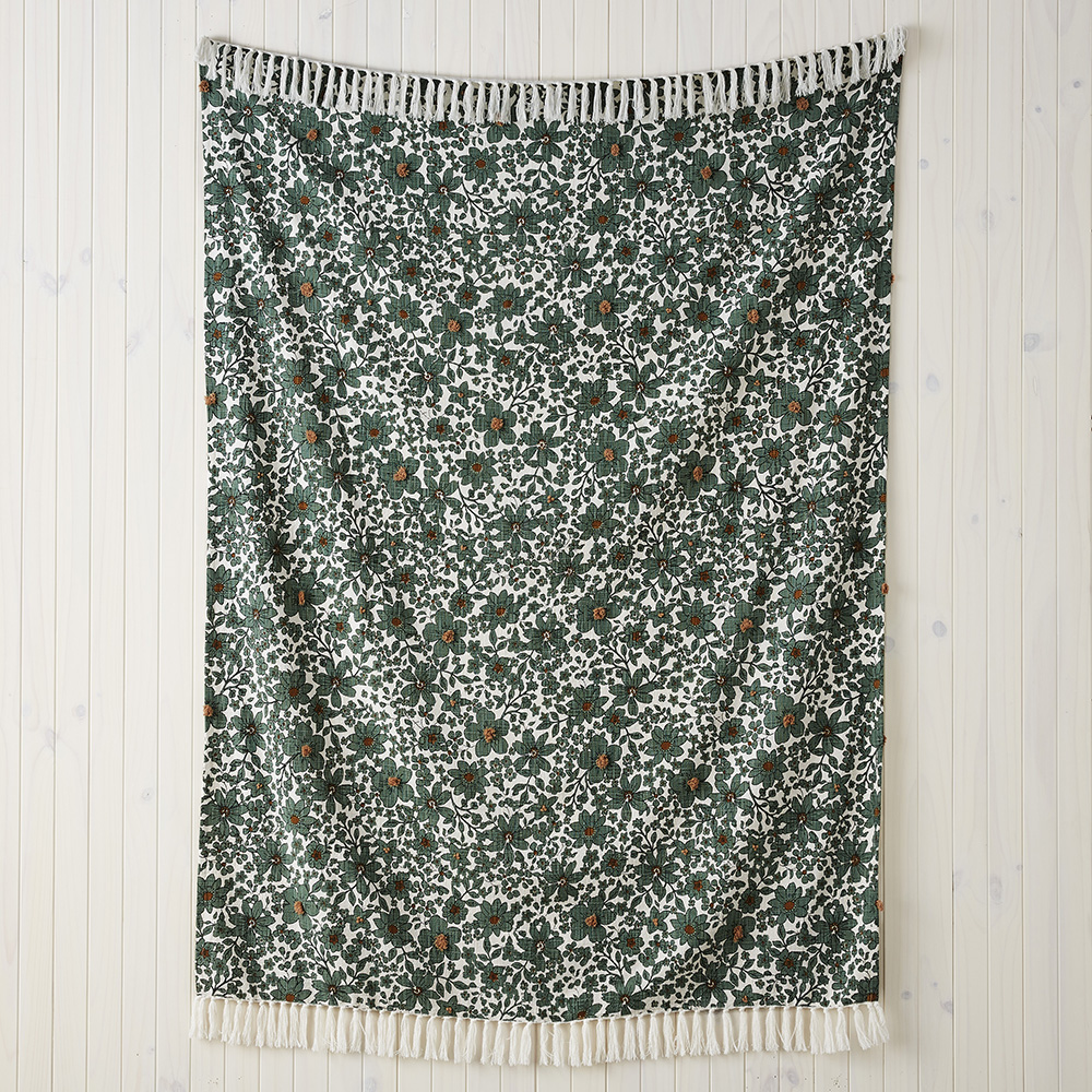 Eliza Green Bamboo Cotton Throw