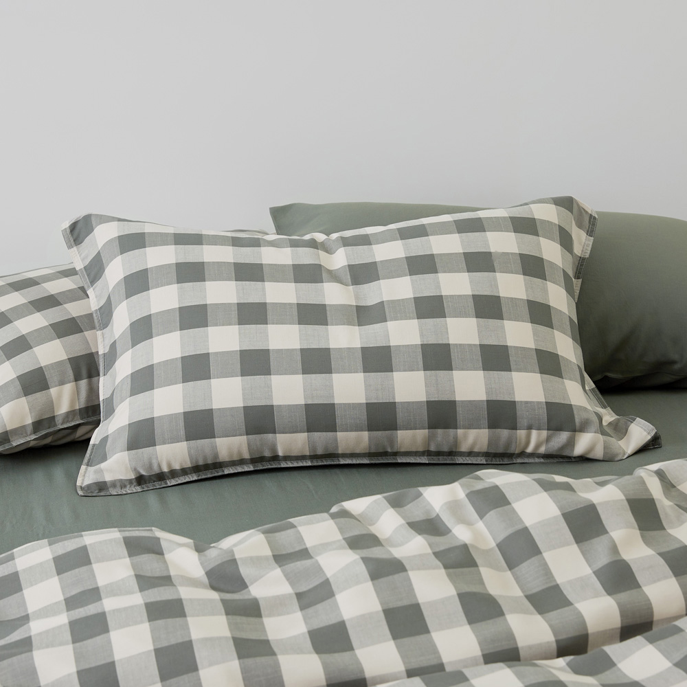 Bamboo Linen Cypress Check Pillowcases