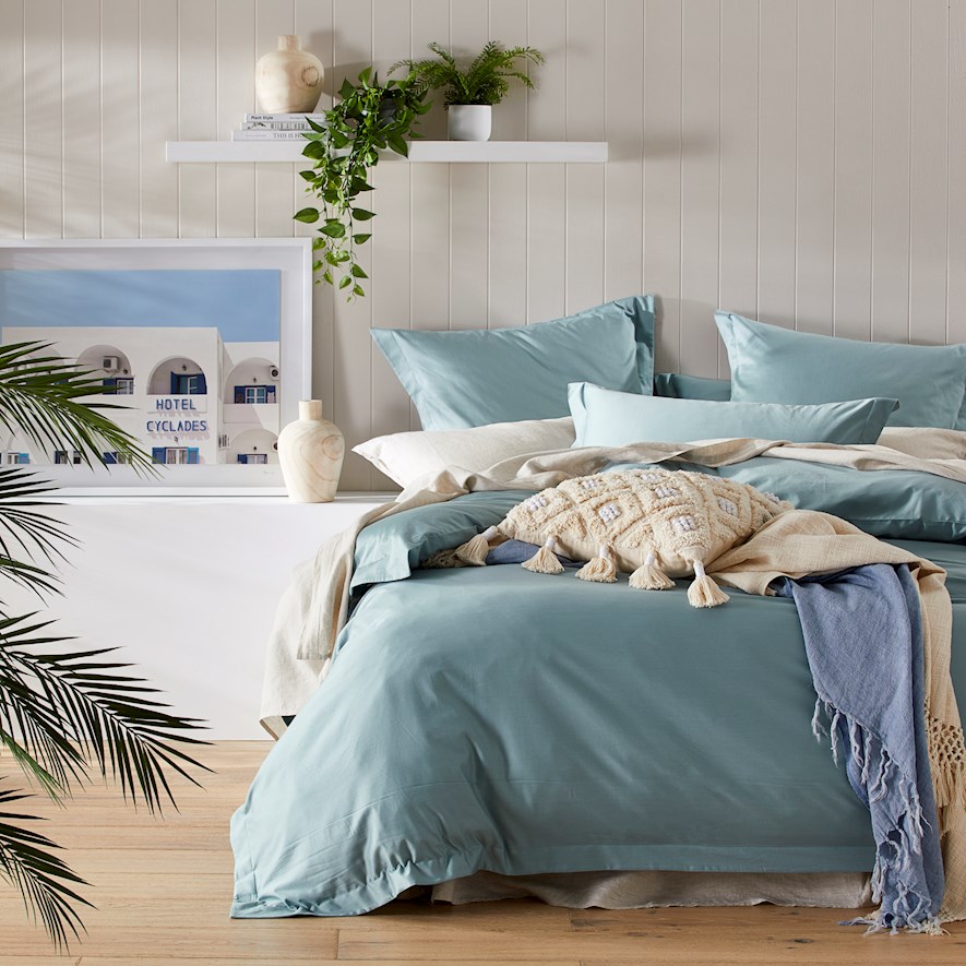 600TC Bamboo Cotton Blue Grey Quilt Cover Separates