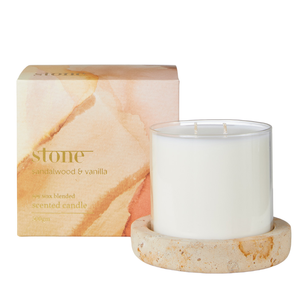 Stone Sandalwood & Vanilla Candle 500g