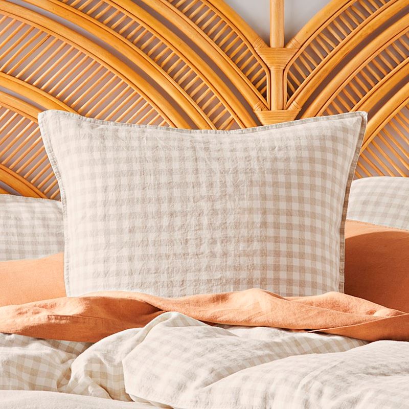 Vintage Washed Linen Linen Check Quilt Cover Separates