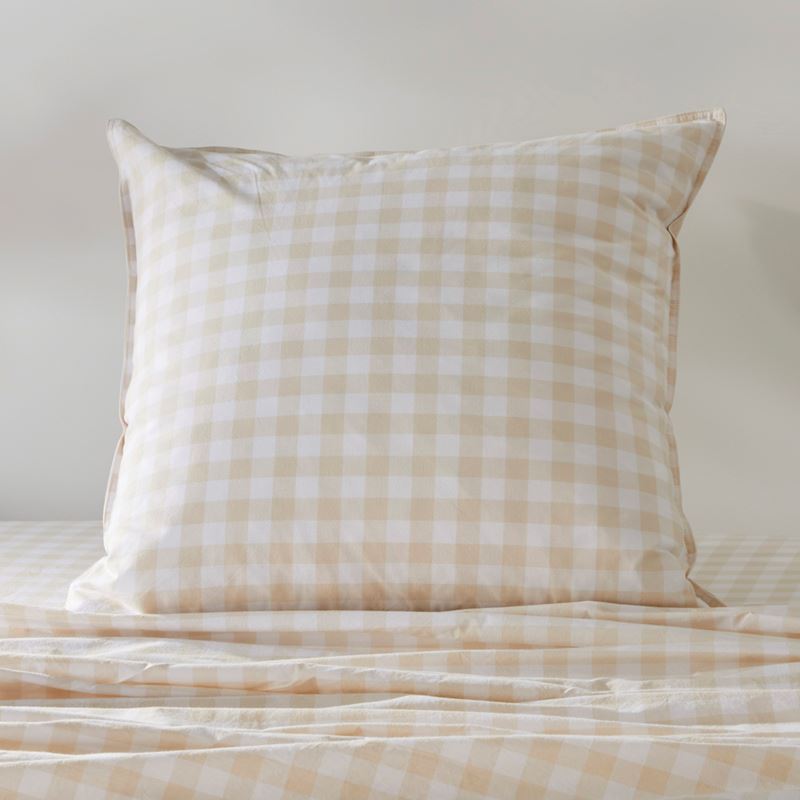 Stonewashed Cotton Printed Sand Gingham Quilt Cover Separates