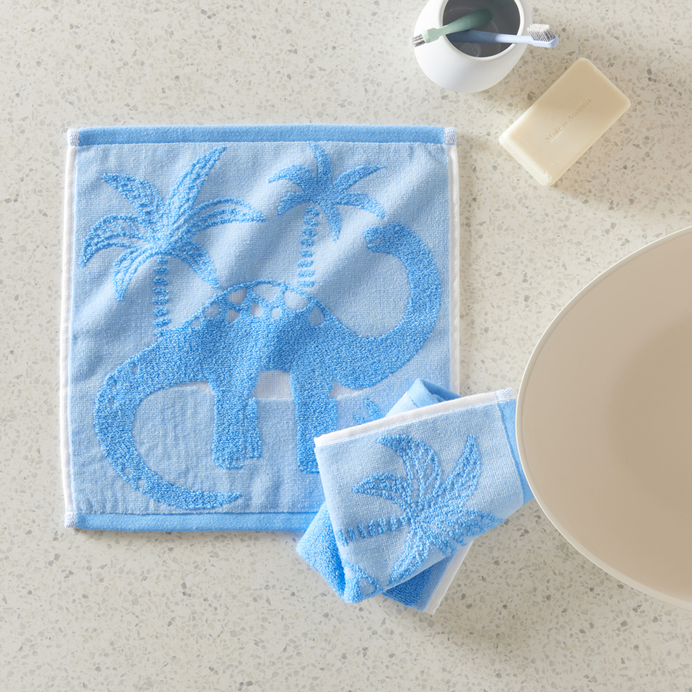 Dino Explore Blue Face Washers Pack of 2