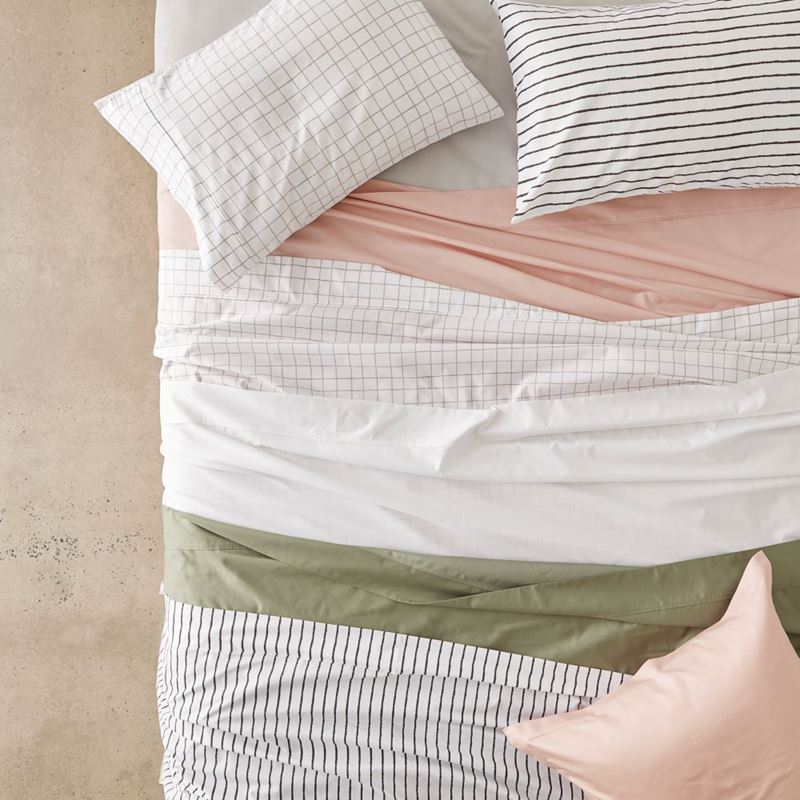 1500TC Brooklyn Printed Silver Grid Sheet Separates