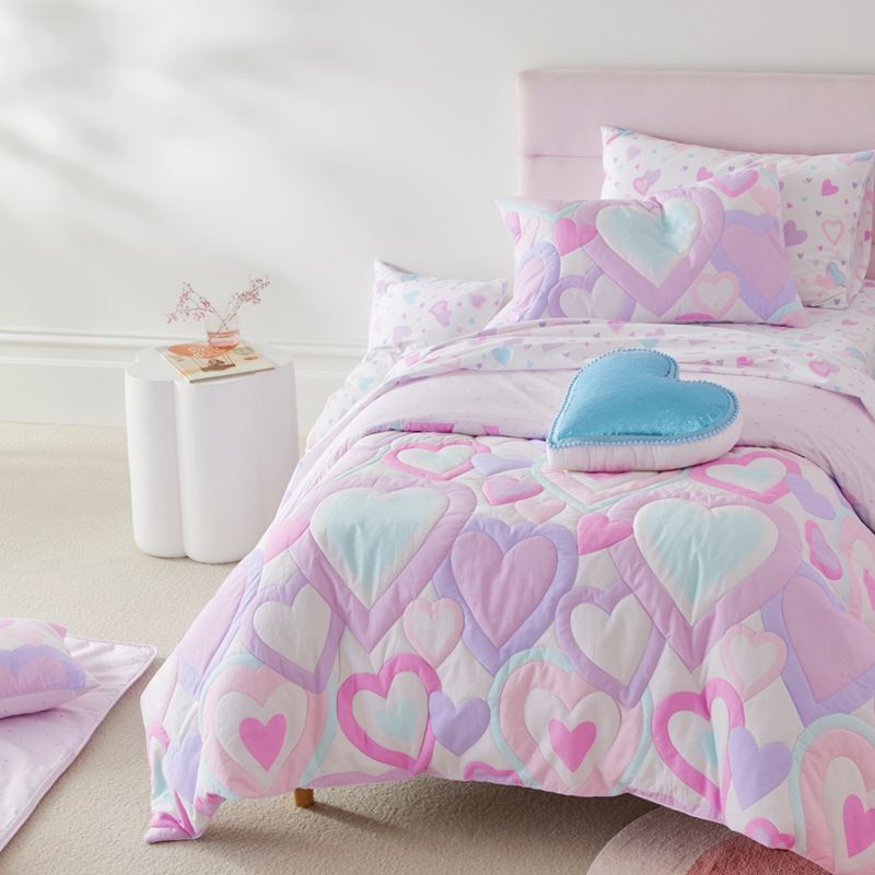 I Heart You Lilac Quilt Cover Set