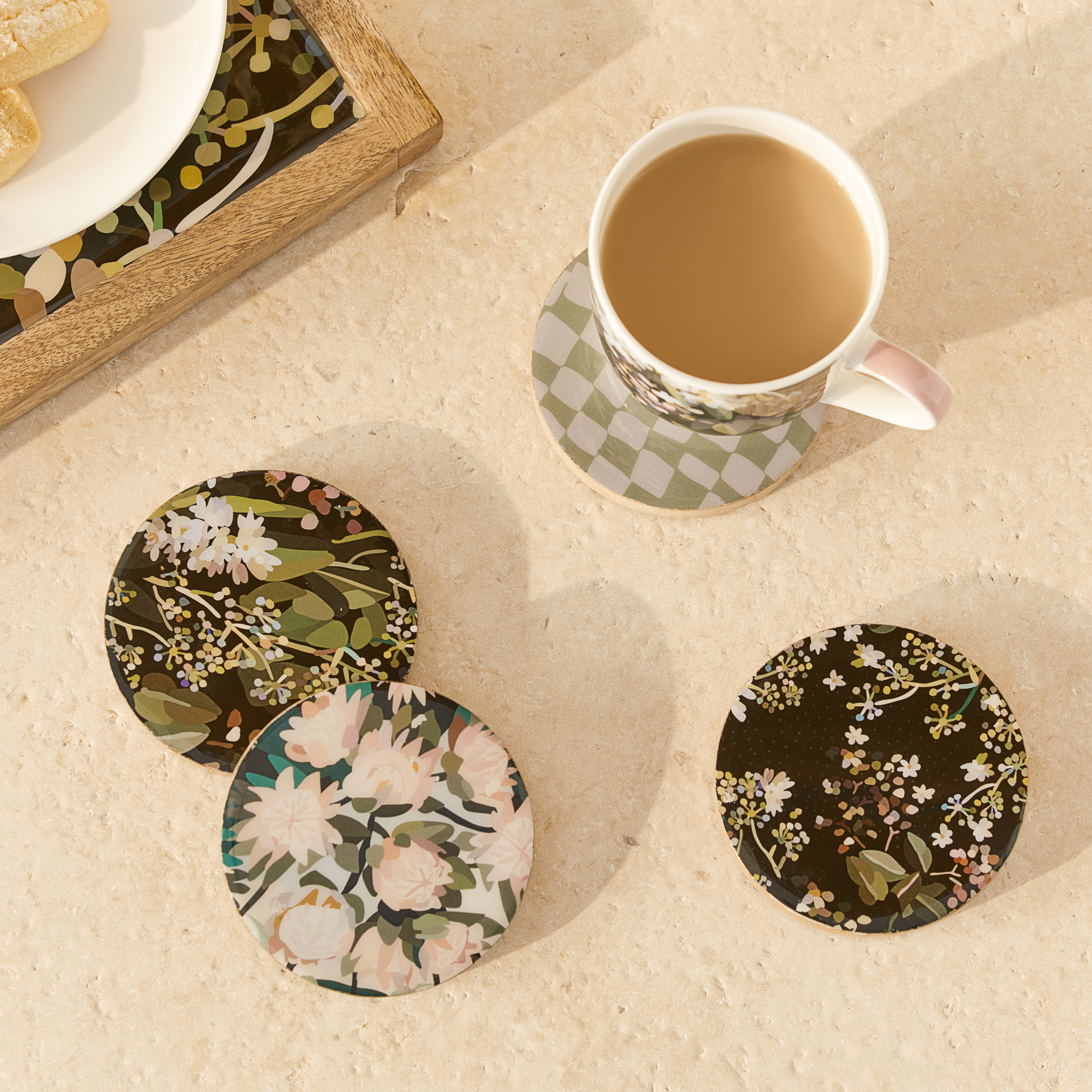 Kimmy Hogan Gathered Mixed Timber Coasters Pack of 4