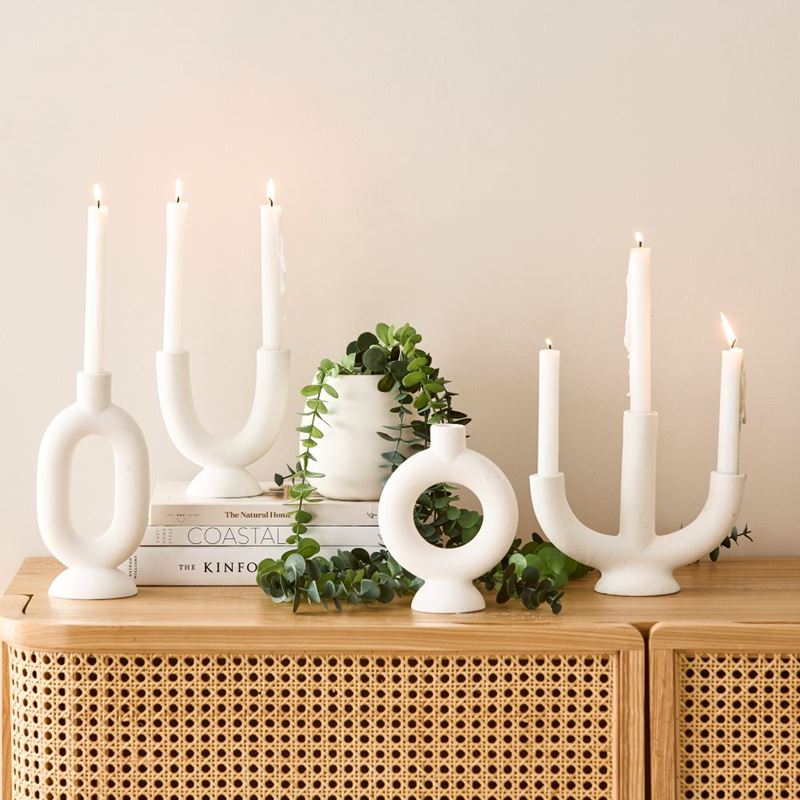 Hydra White Circle Candle Holder