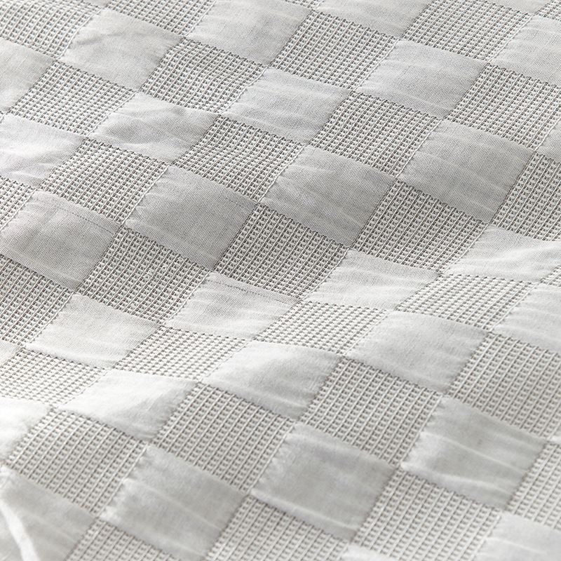 Cooper Silver Waffle Checkerboard Cot Quilt Cover Set