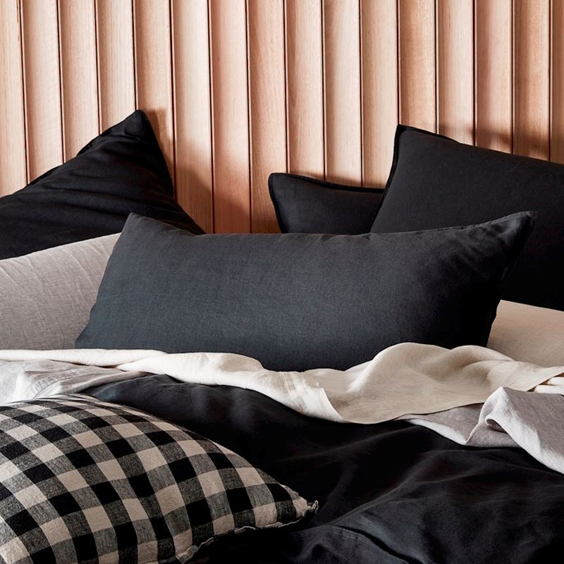 Vintage Washed Linen Onyx Quilt Cover Separates