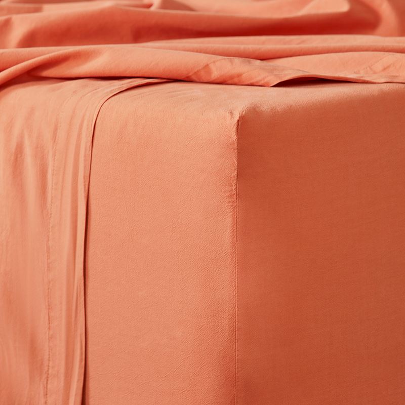 Stonewashed Cotton Paprika Sheet Set