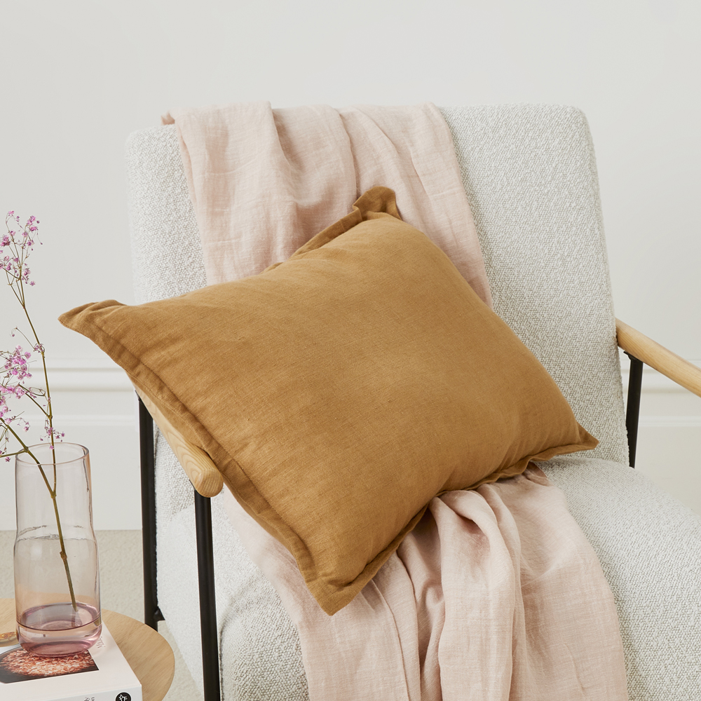Jamie Linen Tobacco Long Cotton Cushion
