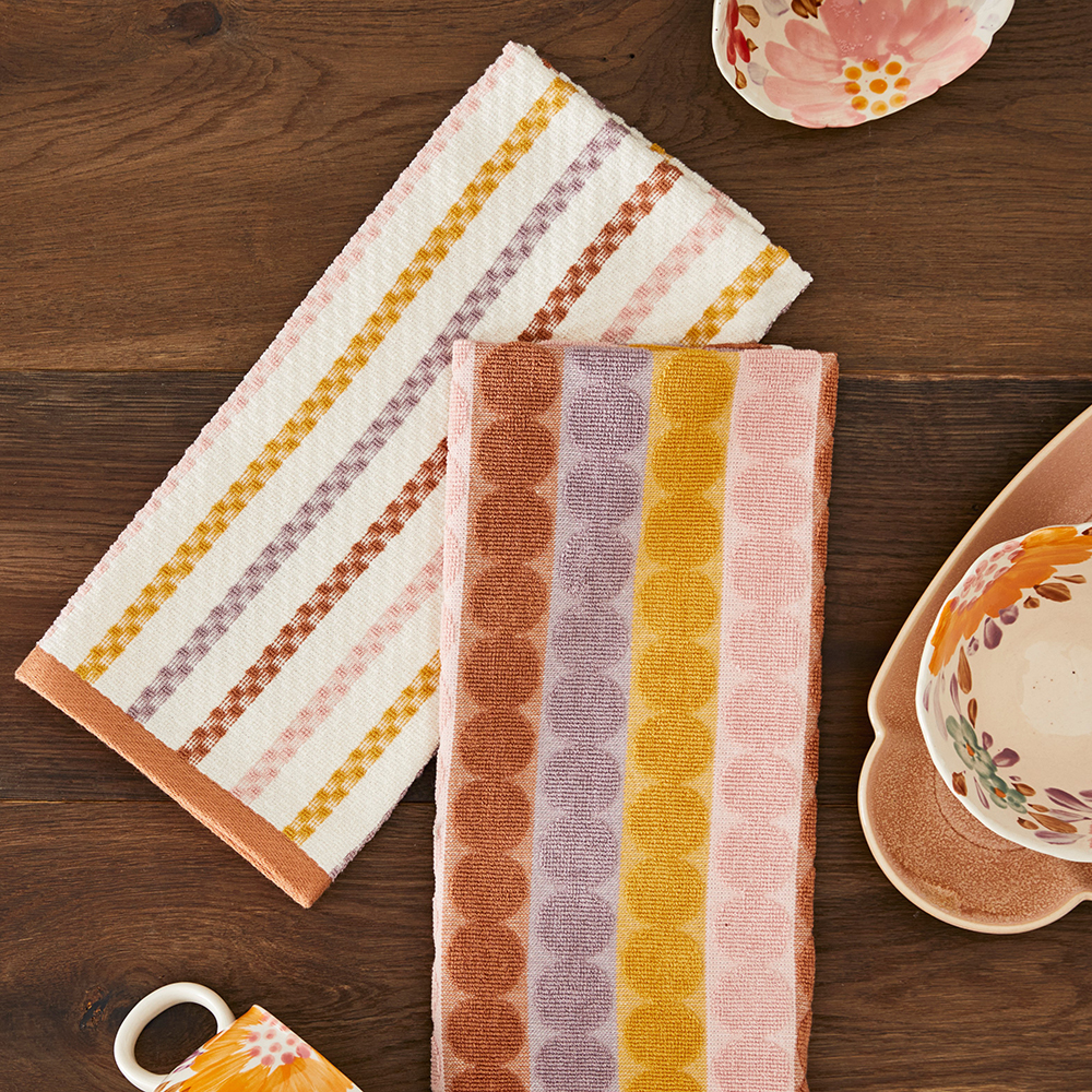 Mimi Cotton Bamboo Peach Spritz Tea Towel 2 Pack