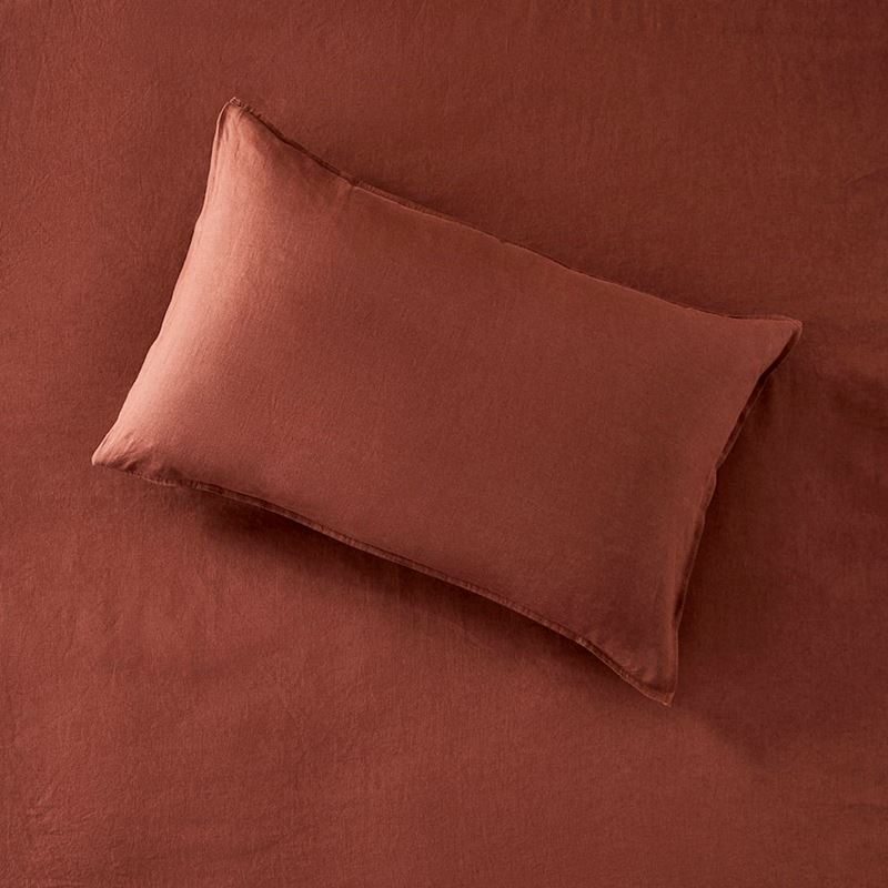 Vintage Washed Linen Pecan Brown Sheet Separates