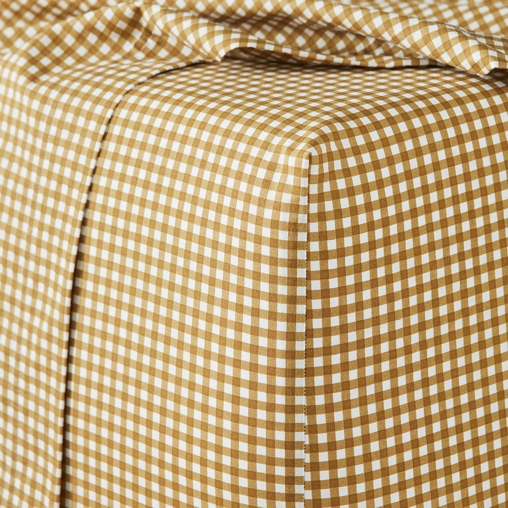 Stonewashed Cotton Printed Gold Gingham Sheet Separates