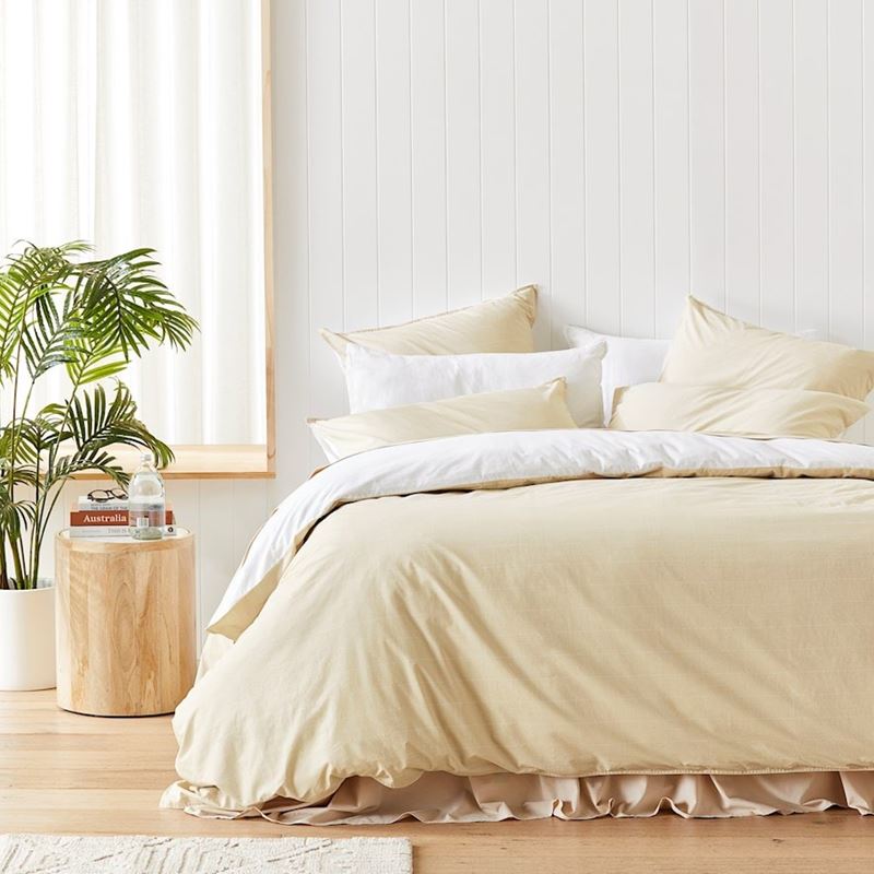 Stonewashed Cotton Sand Sketched Brick Pillowcases