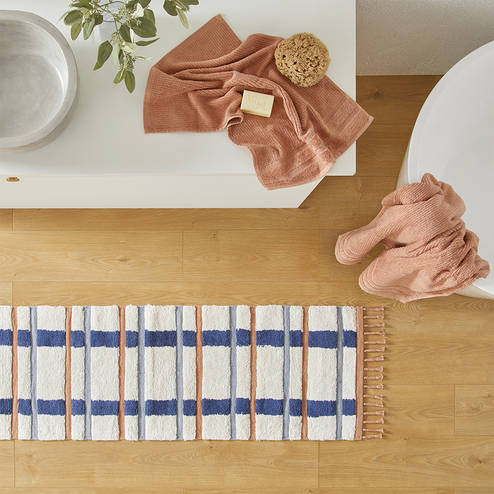 Carter French Blue and Earth Bath Runner