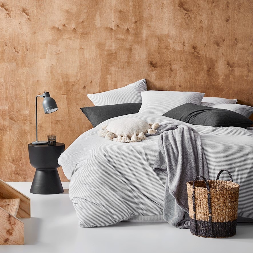 Ultra Soft Jersey Grey Stripe Quilt Cover Separates