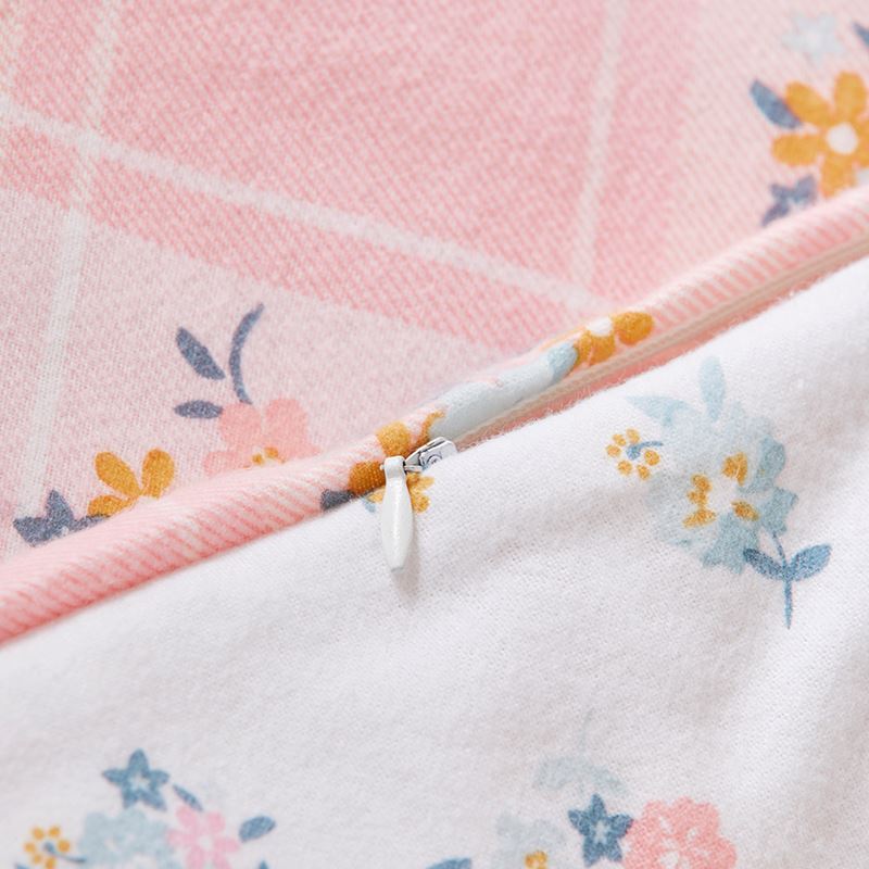 Lottie Vintage Pastel Pink Floral Flannelette Cot Quilt Cover Set