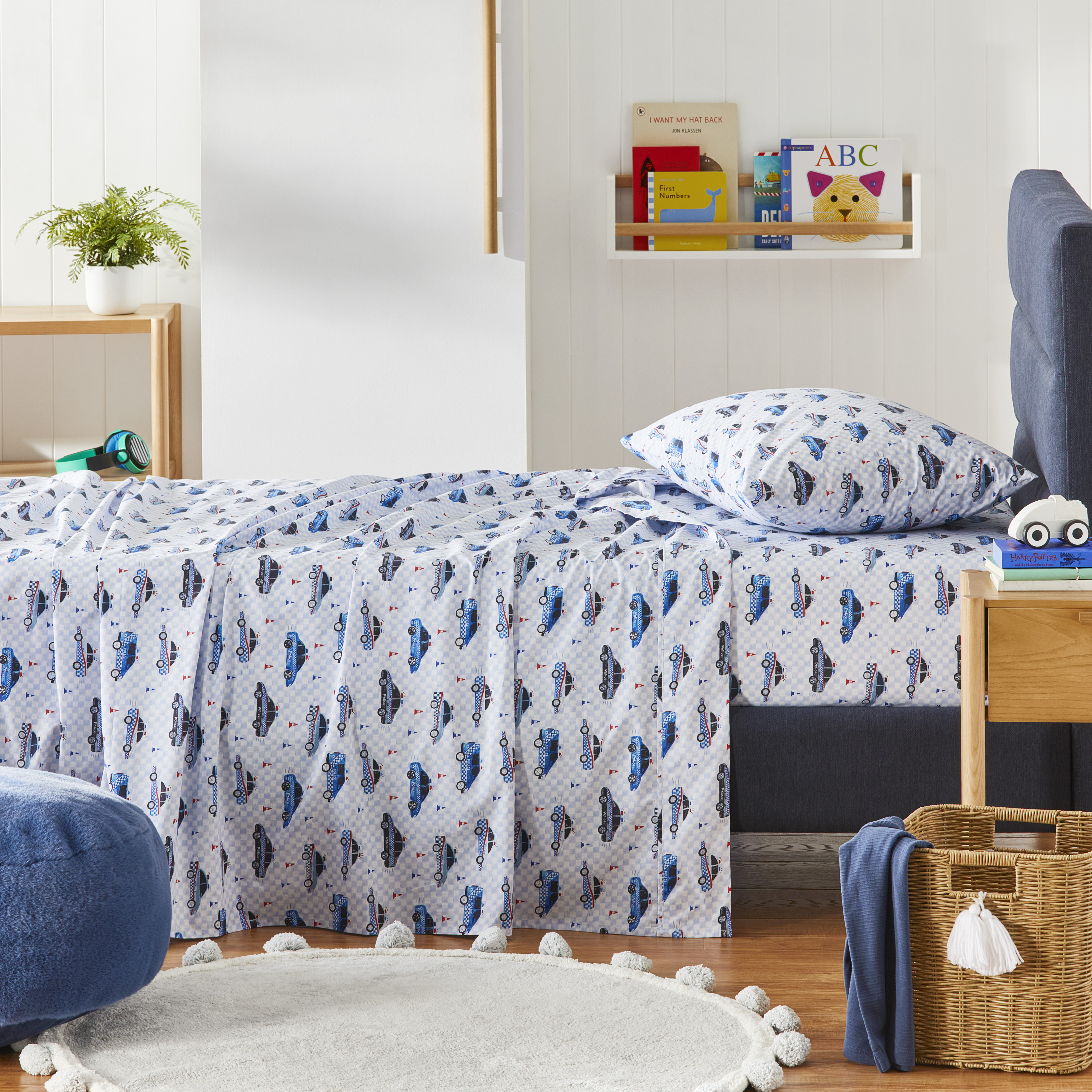 Lights and Sirens White Sheet Set