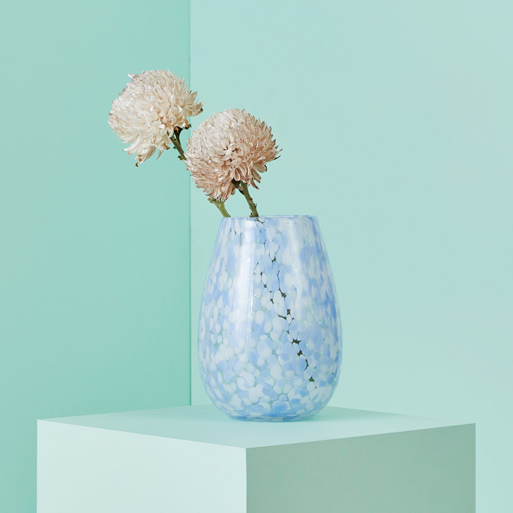 Speckle White & Blue Vase