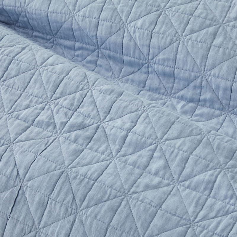 Vintage Washed Linen Dusty Blue Quilted Quilt Cover Separates