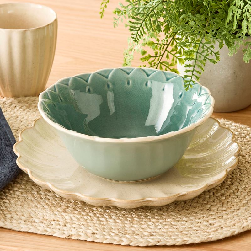 Adeline Scallop Teal Servingware