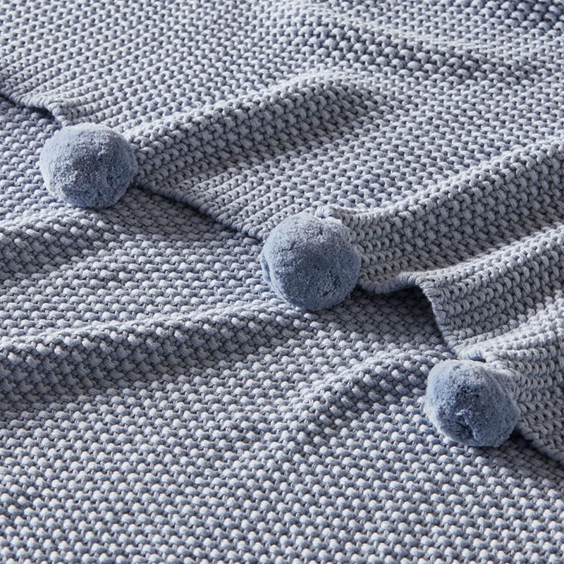 Pom Pom Light Denim Throw