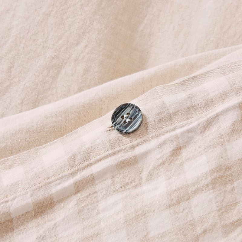 Vintage Washed Linen Linen Check Quilt Cover Separates