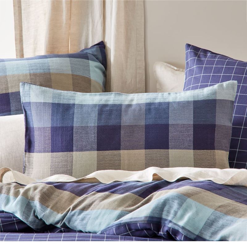 Lewis Stormy Blue Check Quilt Cover Set