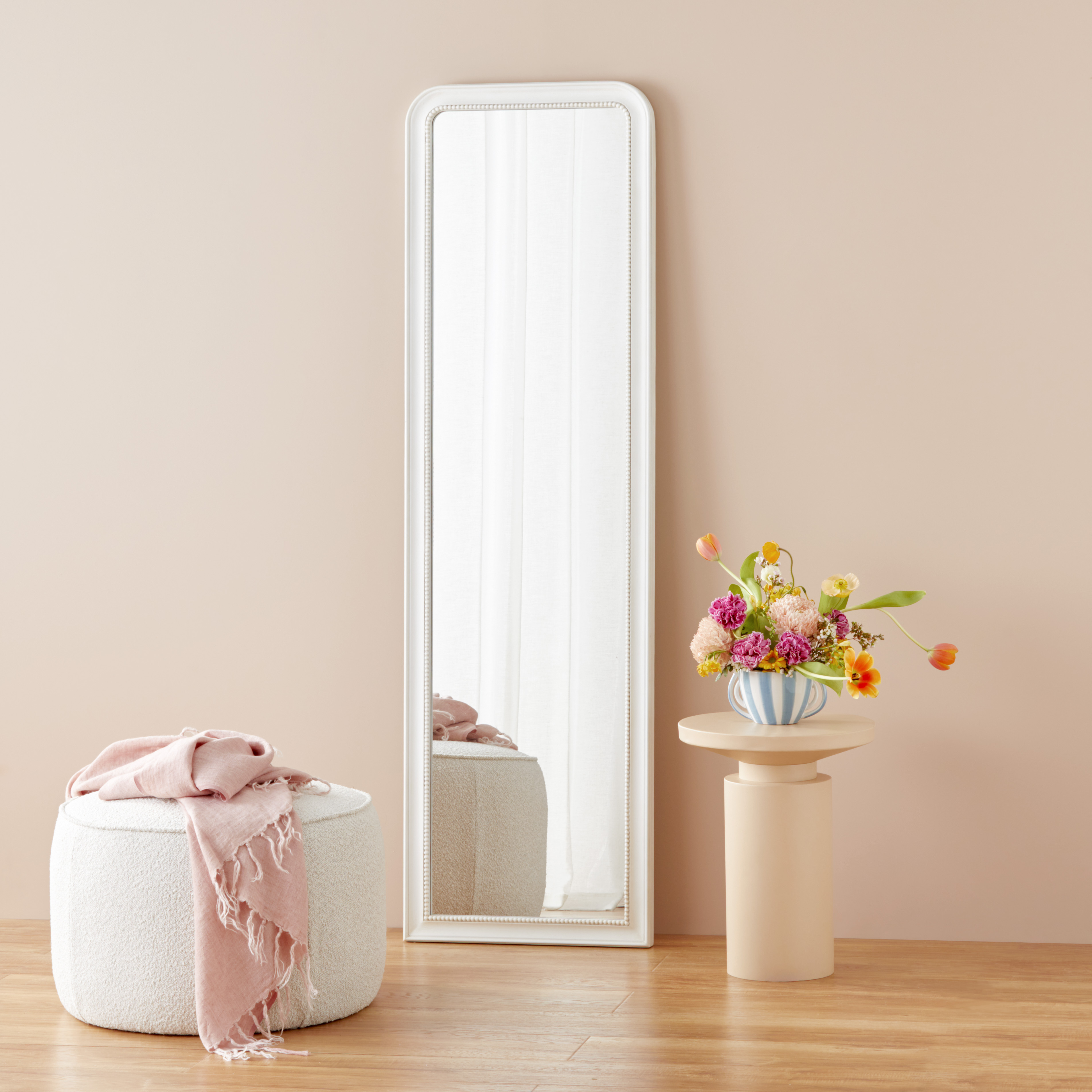 Venezia Ivory Floor Arch Mirror