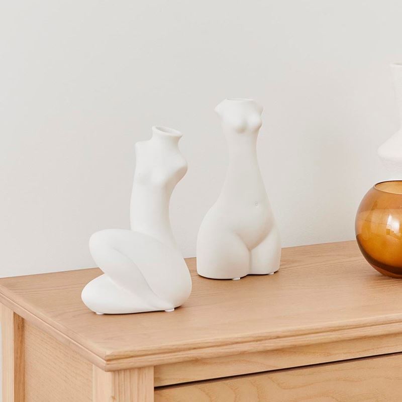 Sitting Body Vase White
