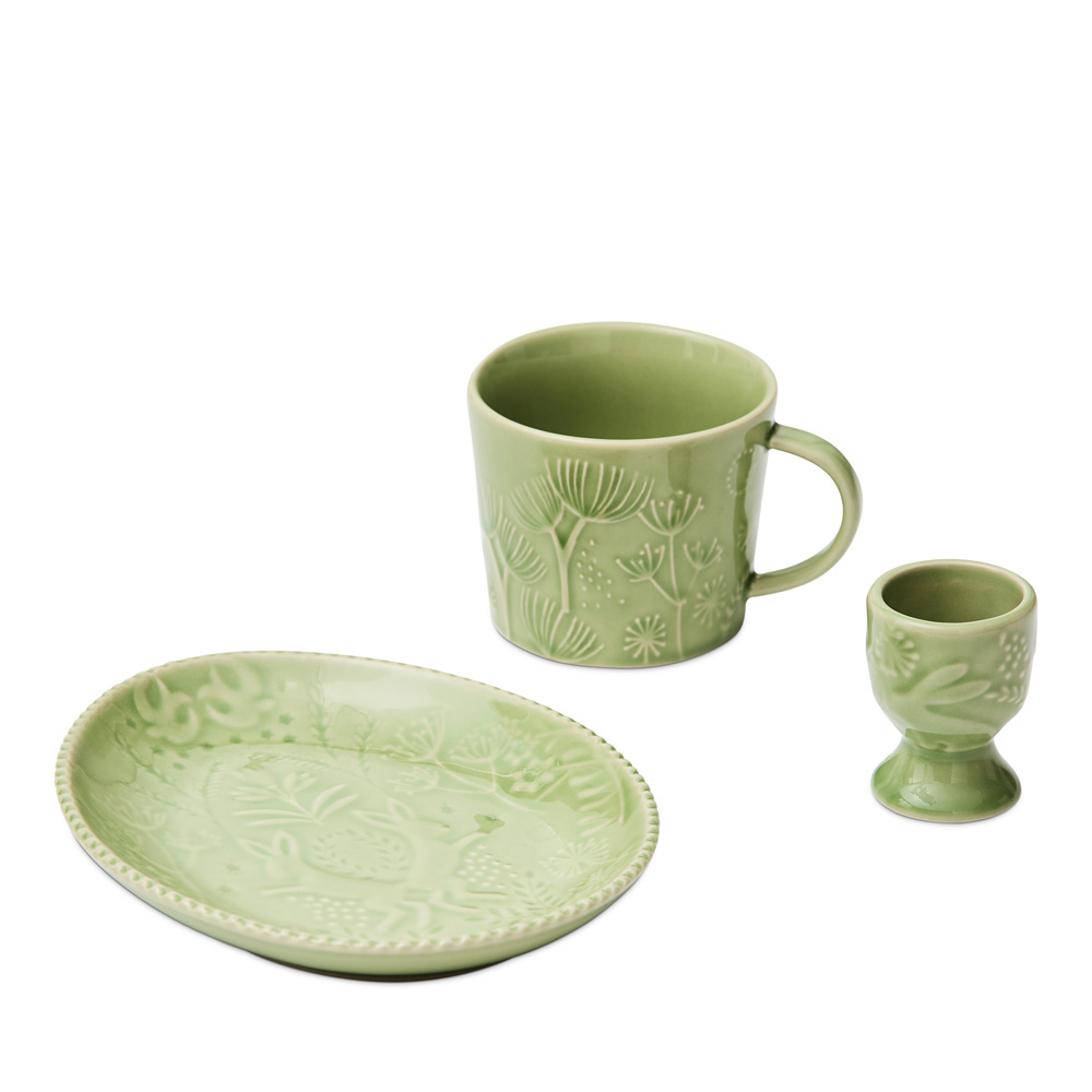 Vintage Green Bunny Servingware