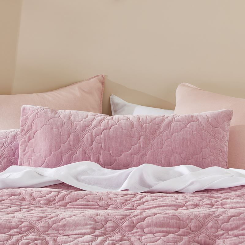 Brielle Velvet Pink Quilted Coverlet Separates