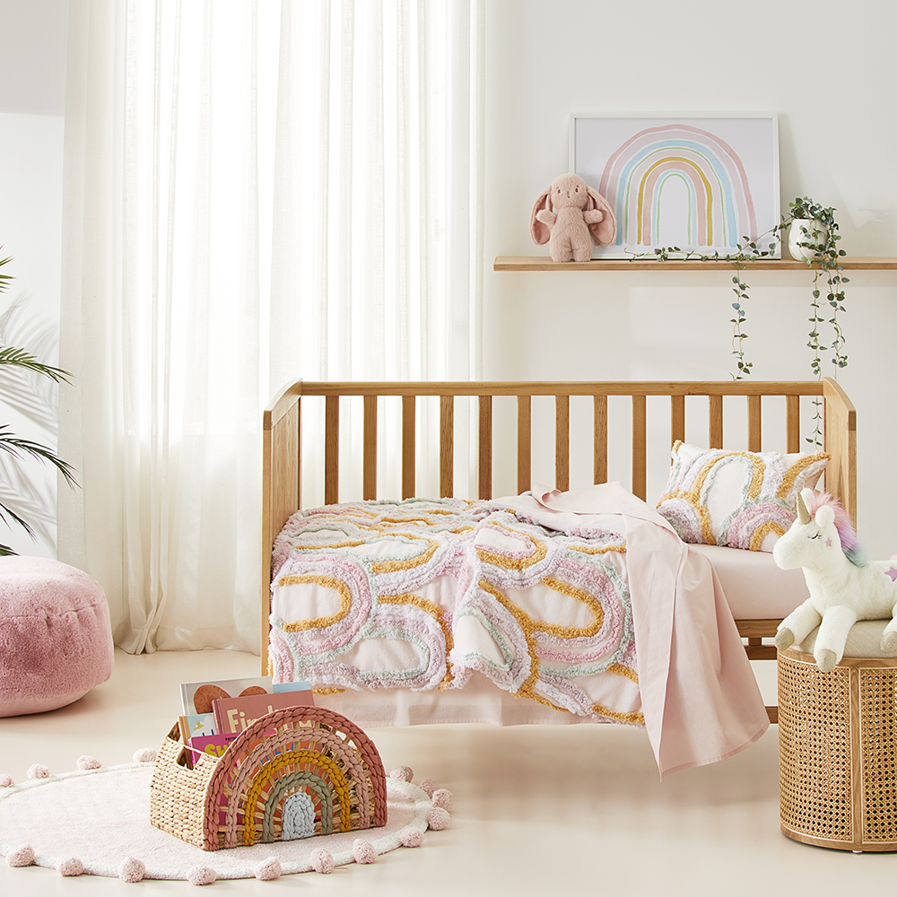 Rosie Rainbow Tufted Cot Quilt Cover Set