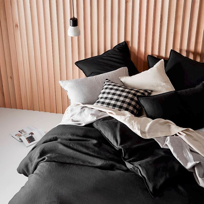 Vintage Washed Linen Onyx Quilt Cover Separates