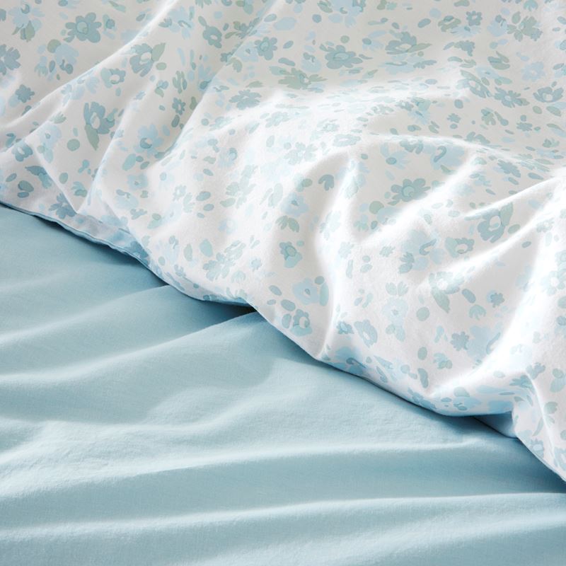 Stonewashed Cotton Aquamarine Daisy Quilt Cover Separates