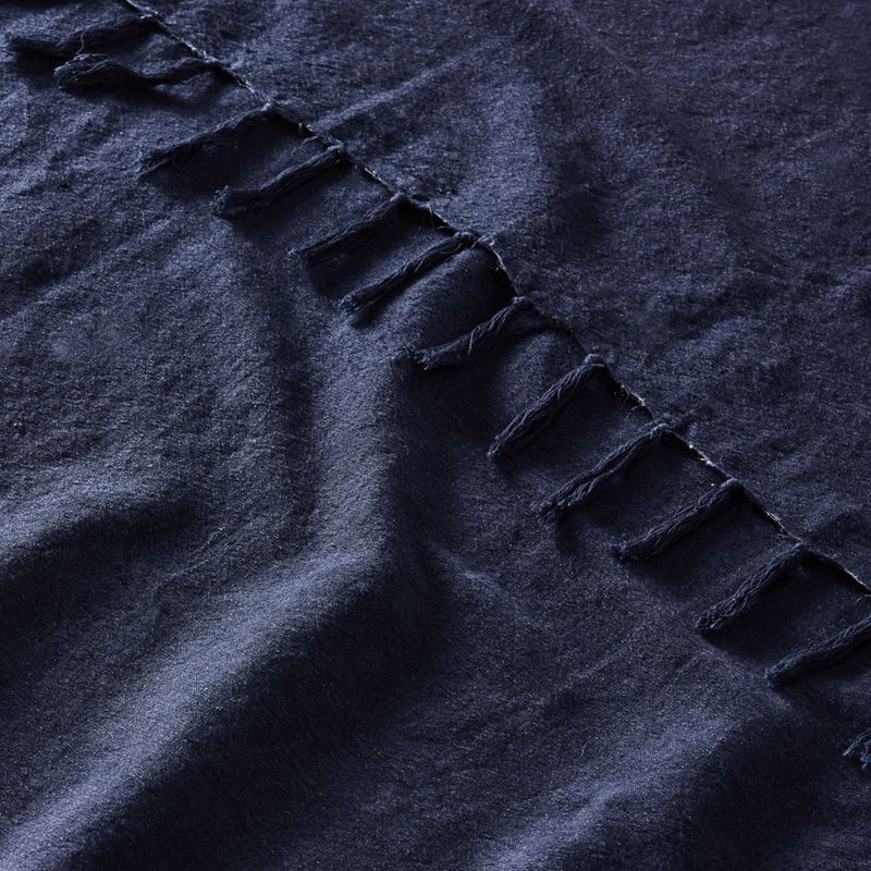 Iris Navy Linen Cotton Throw