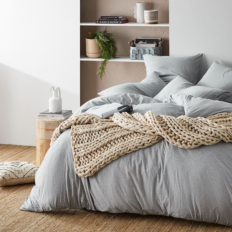 Ultra Soft Jersey Grey Marble Quilt Cover Separates