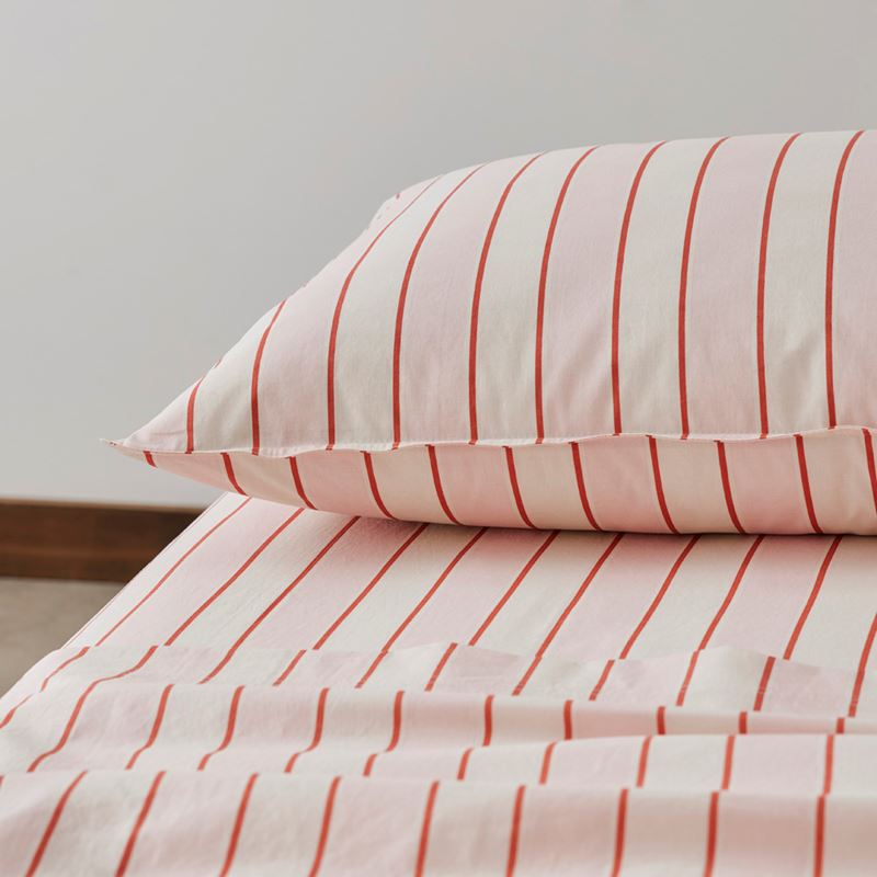 Stonewashed Cotton Sunset Stripe Paprika Sheet Separates