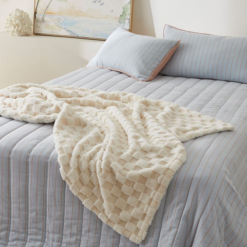 Cove Sky Blue Stripe Quilted Coverlet Separates