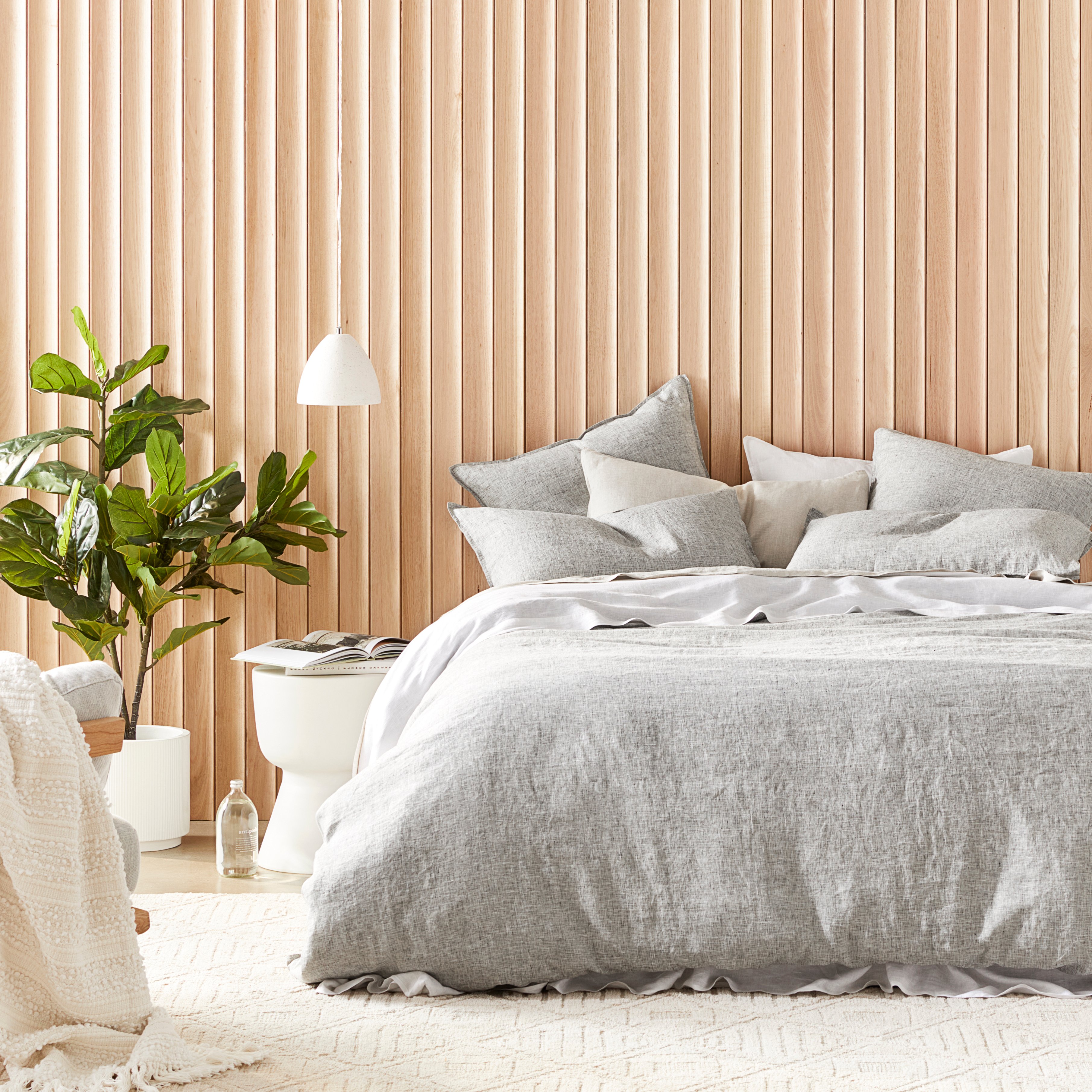 Vintage Washed Linen Onyx Woven Quilt Cover Separates