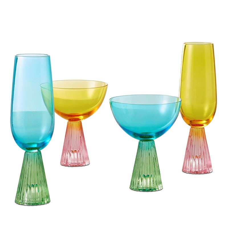 Retro Blue & Green Champagne Flute Pack of 2