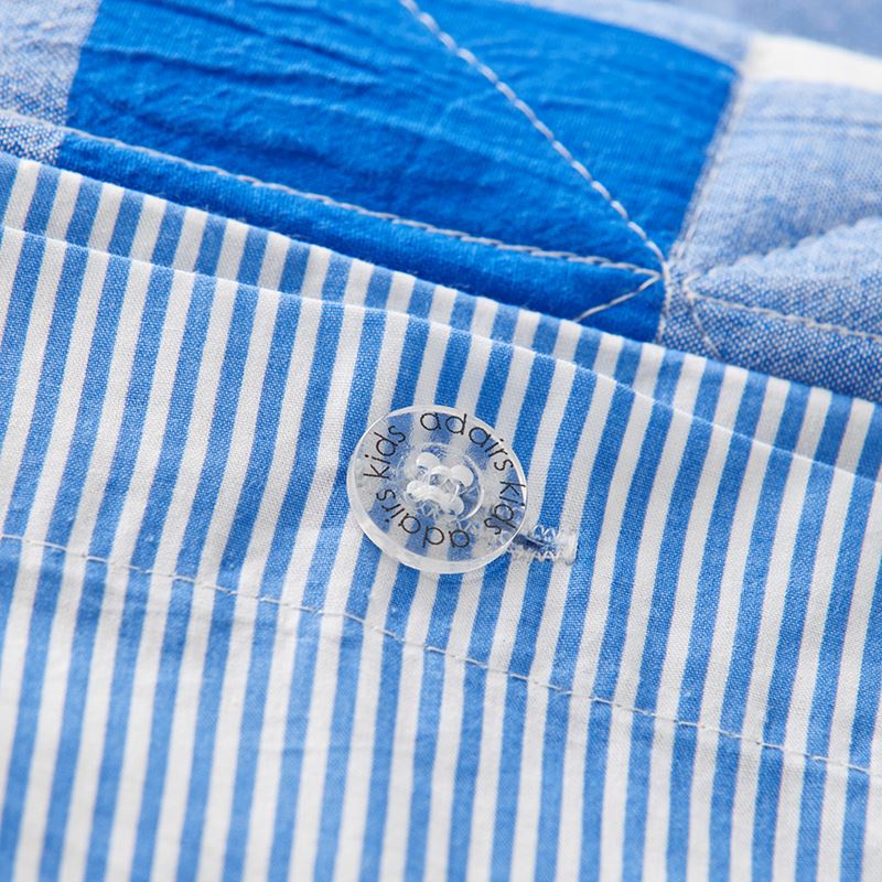 Mickey Gingham Cobalt Quilted Quilt Cover Set