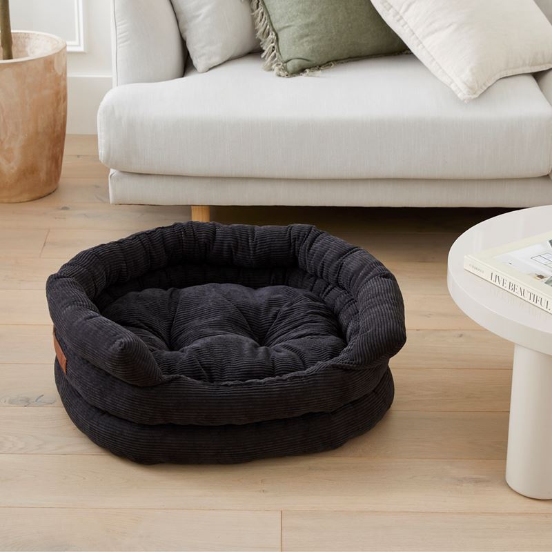 Ziggy Black Corduroy Pet Bed