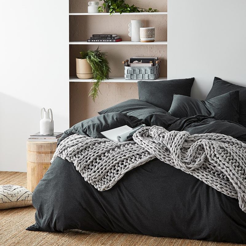 Ultra Soft Jersey Black Marble Quilt Cover Separates