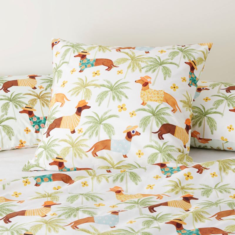 Summertime Dachshund Green Quilt Cover Set + Separates