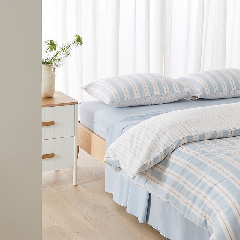 Cove Sky Blue Stripe Quilt Cover Set + Separates